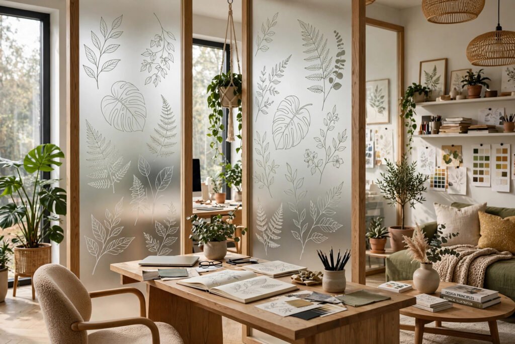 Botanical Frosted Screen - DubaiGlass.pk
